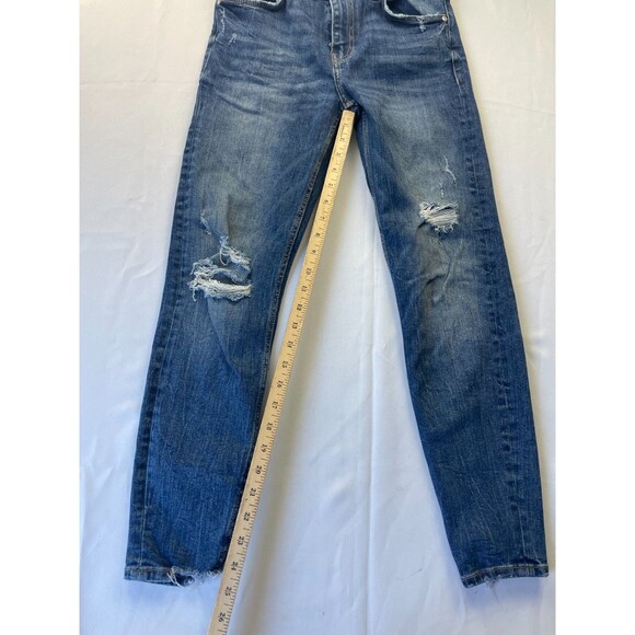Zara Skinny Jeans Womens Size 8 Blue Medium Wash Denim Distressed Casual Pockets - Picture 2 of 6